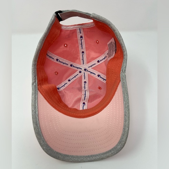 Champion Women’s Adjustable Hat Coral Pink White C Embroidered Logo Baseball Hat - Picture 9 of 11